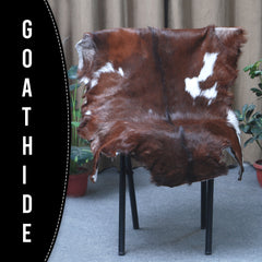 Handcrafted Dark Brown Goat Skin Rug - Genuine Leather for Luxurious Décor