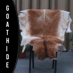 Handcrafted Dark Brown Goat Hide Rug - Soft, Natural Leather for Home Décor