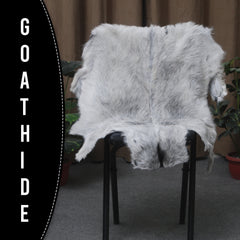 Grey and White Handmade Goat Skin Rug – Natural Luxury for Your Home