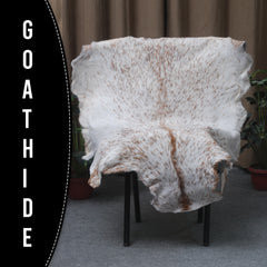 Rustic Brown and White Goat Skin Rug - Unique Pattern for Modern and Classic Décor