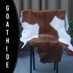 Handcrafted Dark Brown Goat Skin Rug - Genuine Leather for Luxurious Décor