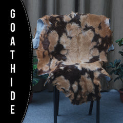 Handcrafted Tri-Color Goat Skin Rug - Soft and Durable for Elegant Interiors