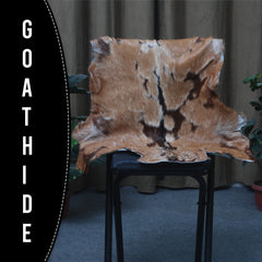 Goat Skin Rug: Tri-Color genuine Goat hide rug