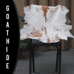 Luxurious Brown & White Genuine Goat Skin Rug for Home Décor