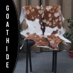Goat Skin Rug: Tri-Color genuine Goat hide rug