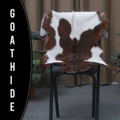 Luxurious Dark Brown Goat Skin Rug - Genuine Hair-On Leather for Elegant Décor