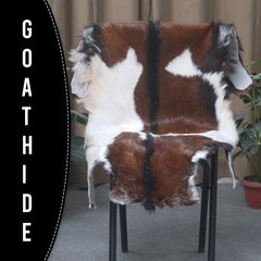 Handcrafted Dark Brown Goat Hide Rug - Soft, Natural Leather for Home Décor