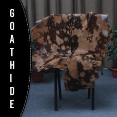 Luxurious Brown & Black Genuine Goat Skin Rug for Home Décor
