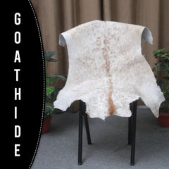 Rustic Brown and White Goat Skin Rug - Unique Pattern for Modern and Classic Décor