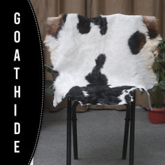 Goat Skin Rug: Tri-Color genuine Goat hide rug
