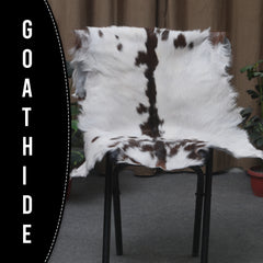 Luxurious Brown & White Goat Skin Rug - Soft, Durable, and Eco-Friendly - Handmade Pure Goat Skin Floor Rug - Non-Slip Suede Back