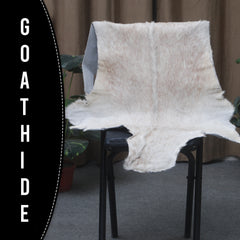 Brown and White Handmade Goat Skin Rug – Classic Elegance for Your Home