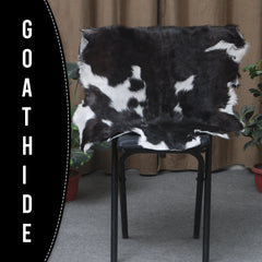 Elegant Black and White Goat Hide Rug - Perfect Accent for Any Room