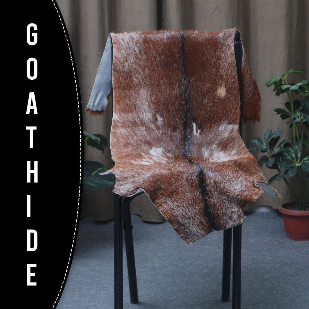 Luxury Brown & White Goat Hide Rug | Handcrafted Premium Goat Skin Rug | Eco-Friendly - Sustainable | Hypoallergenic - Non-Shedding - Celestial Leather Limited