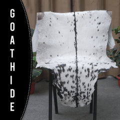 Black and White Handmade Goat Skin Rug – Rustic Charm for Your Home