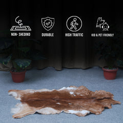 Authentic Dark Brown Goat Hide Rug - Unique Pattern for Modern and Classic Décor