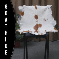 Decorative Brown and White Goat Hide Rug - Perfect for Floor or Wall Accents