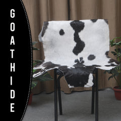 Rustic Black and White Goat Hide Rug - Perfect for Floor or Wall Décor