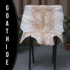 Natural Brown and White Goat Hide Rug - Luxurious Accent for Modern Homes