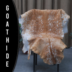 Natural Brown and White Goat Hide Rug - Luxurious Accent for Modern Homes