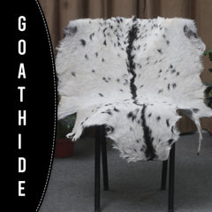 Goat Skin Rug, Black and white Handpicked for Quality, Unique Piece for Sale, Fast UK Delivery
