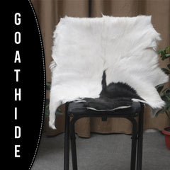 Rustic Black and White Goat Hide Rug - Perfect for Floor or Wall Décor