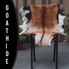 Goat Skin Rug: Tri-Color genuine Goat hide rug