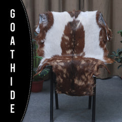 Goat Skin Rug: Tri-Color genuine Goat hide rug