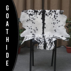 Black and White Handmade Goat Skin Rug – Natural Luxury for Your Home