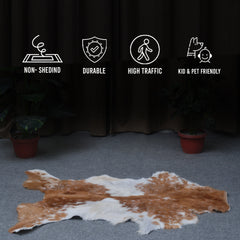 Luxury Brown & White Goat Hide Rug - Premium Hair-On Goat Skin Rug for Home Decor - Accent Pieces - Eco-Friendly and Hypoallergenic Rug - Celestial Leather Limited