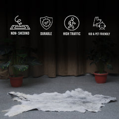 Grey and White Handmade Goat Skin Rug – Natural Luxury for Your Home