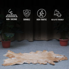 Elegant Brown and White Goat Hide Rug - Perfect Accent for Living Room or Bedroom