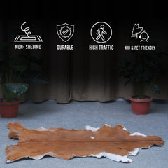 Natural Dark Brown Goat Hide Rug - Perfect for Modern and Rustic Spaces )