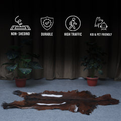 Authentic Dark Brown Goat Hide Rug - Unique Pattern for Modern and Classic Décor