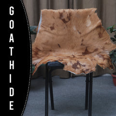 Natural Tri-Color Goat Hide Rug - Luxurious Accent for Rustic and Modern Spaces