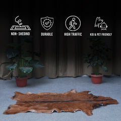 Dark Brown Rug - Soft, Durable, and Eco-Friendly - Handmade Pure Goat Skin Floor Rug - Non-Slip Suede Back