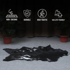 Authentic Hair-On Goat Skin Rug - Black and White Pattern for Luxe Décor