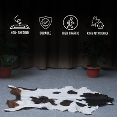 Rustic Black and White Goat Hide Rug - Perfect for Floor or Wall Décor