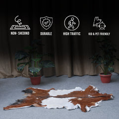 Handcrafted Dark Brown Goat Skin Rug - Genuine Leather for Luxurious Décor