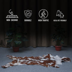 Natural Hair-On Dark Brown Goat Skin Rug - Elegant and Durable for Any Room