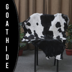 Natural Black and White Goat Hide Rug - Luxurious and Stylish Floor Accent