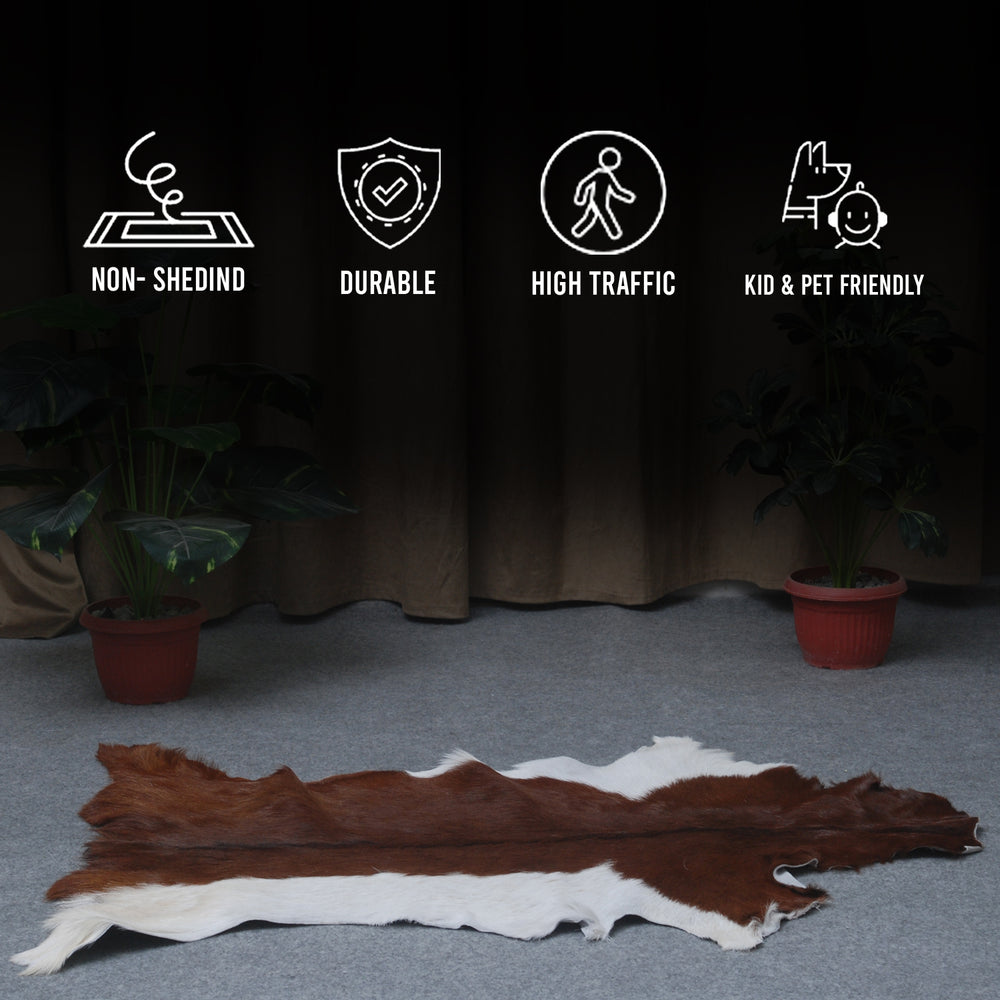 Luxurious Brown & Black Goat Hide Rug - Premium Hair-on Goat Skin - Eco-Friendly - Hypoallergenic - Handcrafted Elegance for Any Room - Celestial Leather Limited