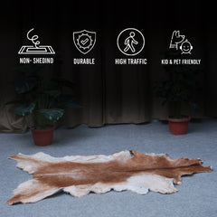 Handcrafted Dark Brown Goat Hide Rug - Soft, Natural Leather for Home Décor