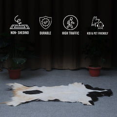 Luxurious Black and White Goat Skin Rug - Natural Hair-On Leather for Home Styling