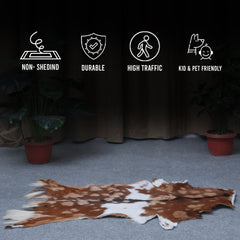 Goat Skin Rug: Tri-Color genuine Goat hide rug