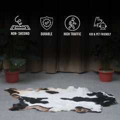 Goat Skin Rug: Tri-Color genuine Goat hide rug