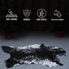 Luxurious Black and White Goat Skin Rug - Natural Hair-On Leather for Home Styling