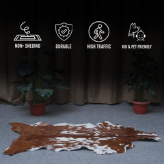 Goat Skin Rug: Dark Brown and white genuine Goat hide rug