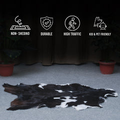 Elegant Black and White Goat Hide Rug - Perfect Accent for Any Room