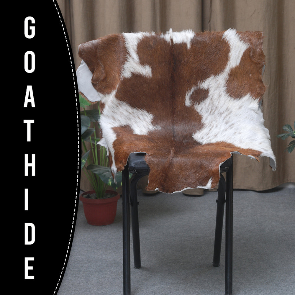 Luxurious Handmade Dark Brown & White Goat Skin Rug - Soft, Durable, Non-Shedding, Eco-Friendly - Unique Statement Piece for Home Décor - Celestial Leather Limited